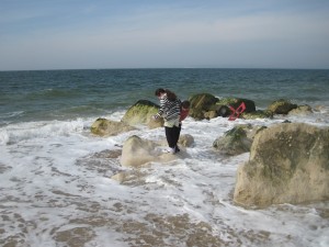 My Children Trying Hard To Stay Dry At Hengistbury Head