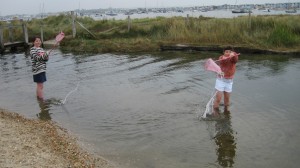 The kids river dipping at Hengistbury Head